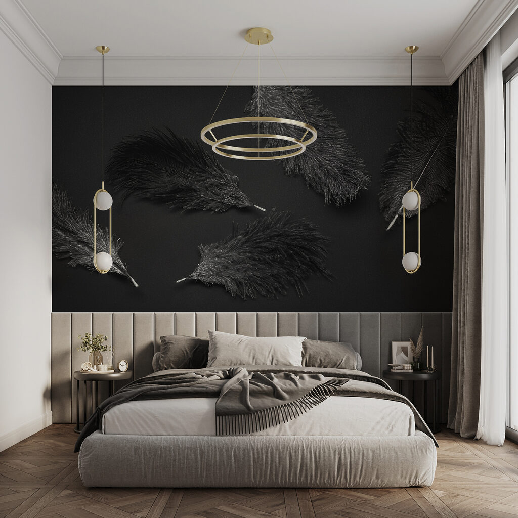 Dark feathers on black — interior 4