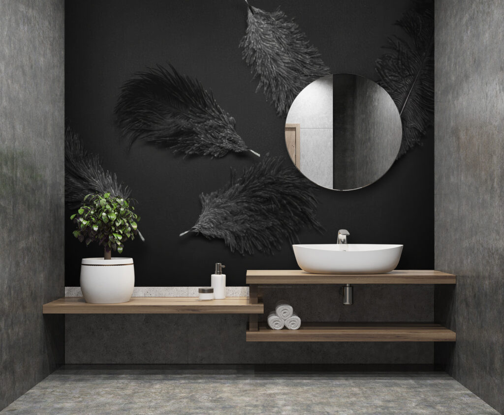 Dark feathers on black — interior 2