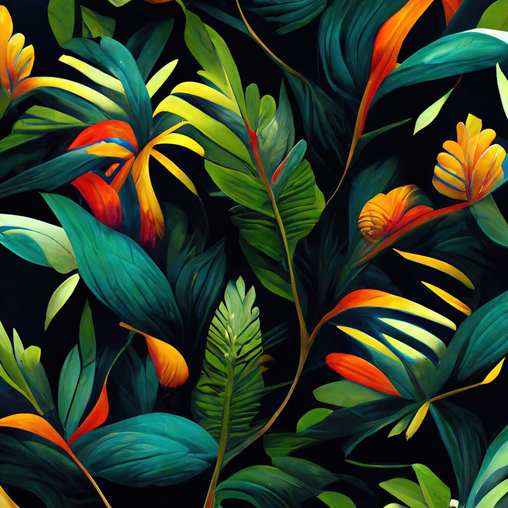 Warm flowers on green — full design