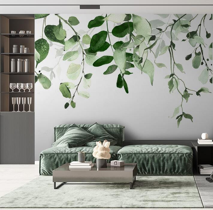 Hanging leaves on white — interior 1