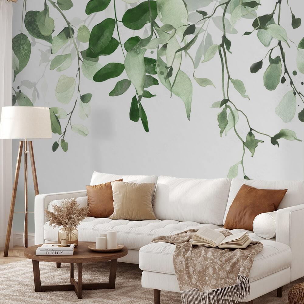 Hanging leaves on white — interior 3