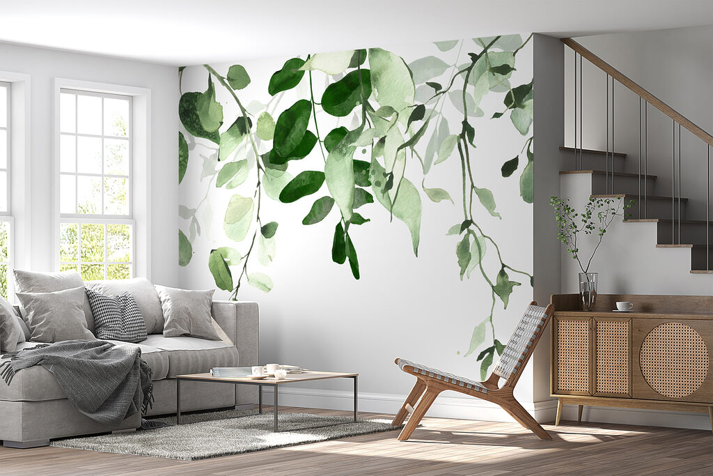 Hanging leaves on white — interior 5