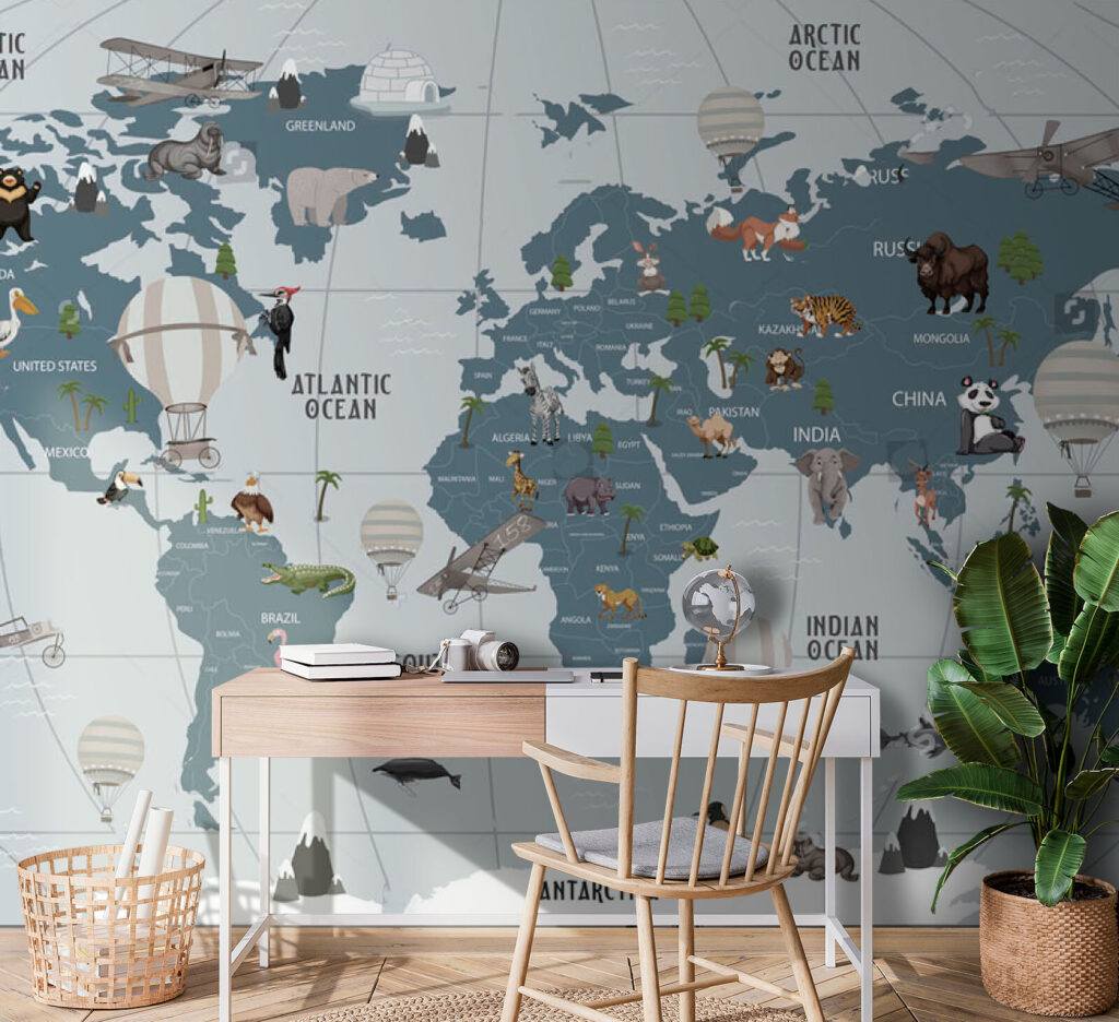 Animals among blue-grey continents — interior 2