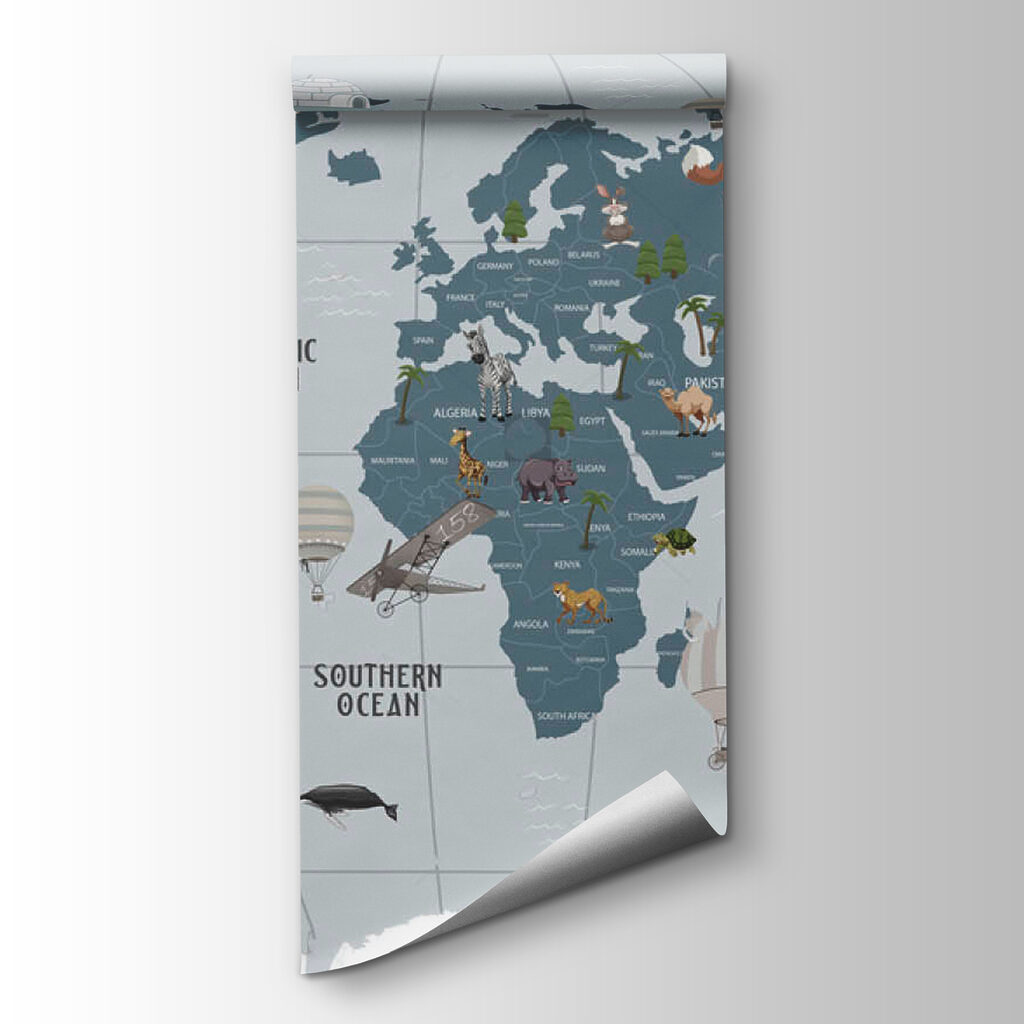 Animals among blue-grey continents — product view