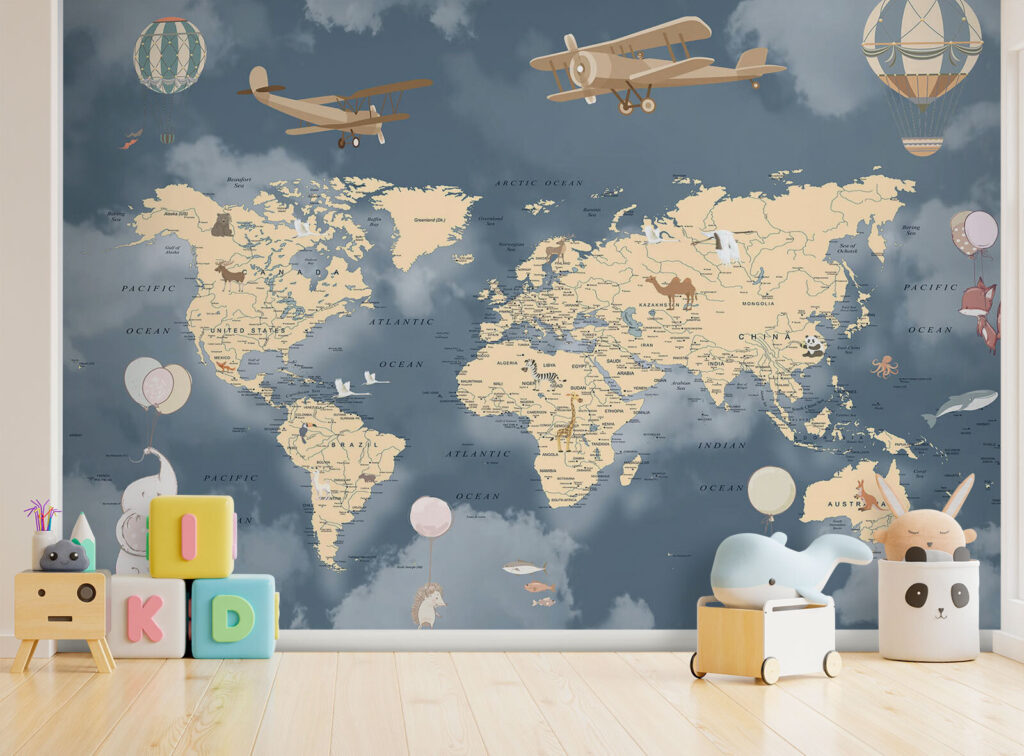 Air travel world map — interior 1