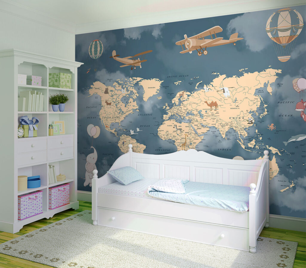 Air travel world map — interior 2