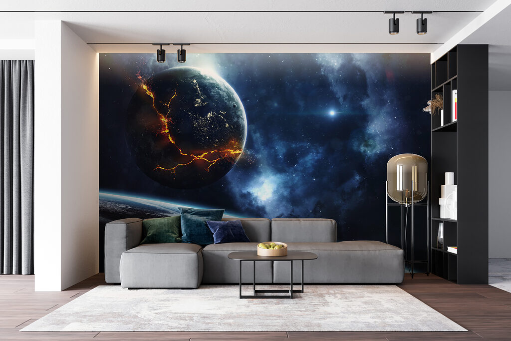 Planet with glowing cracks — interior 3