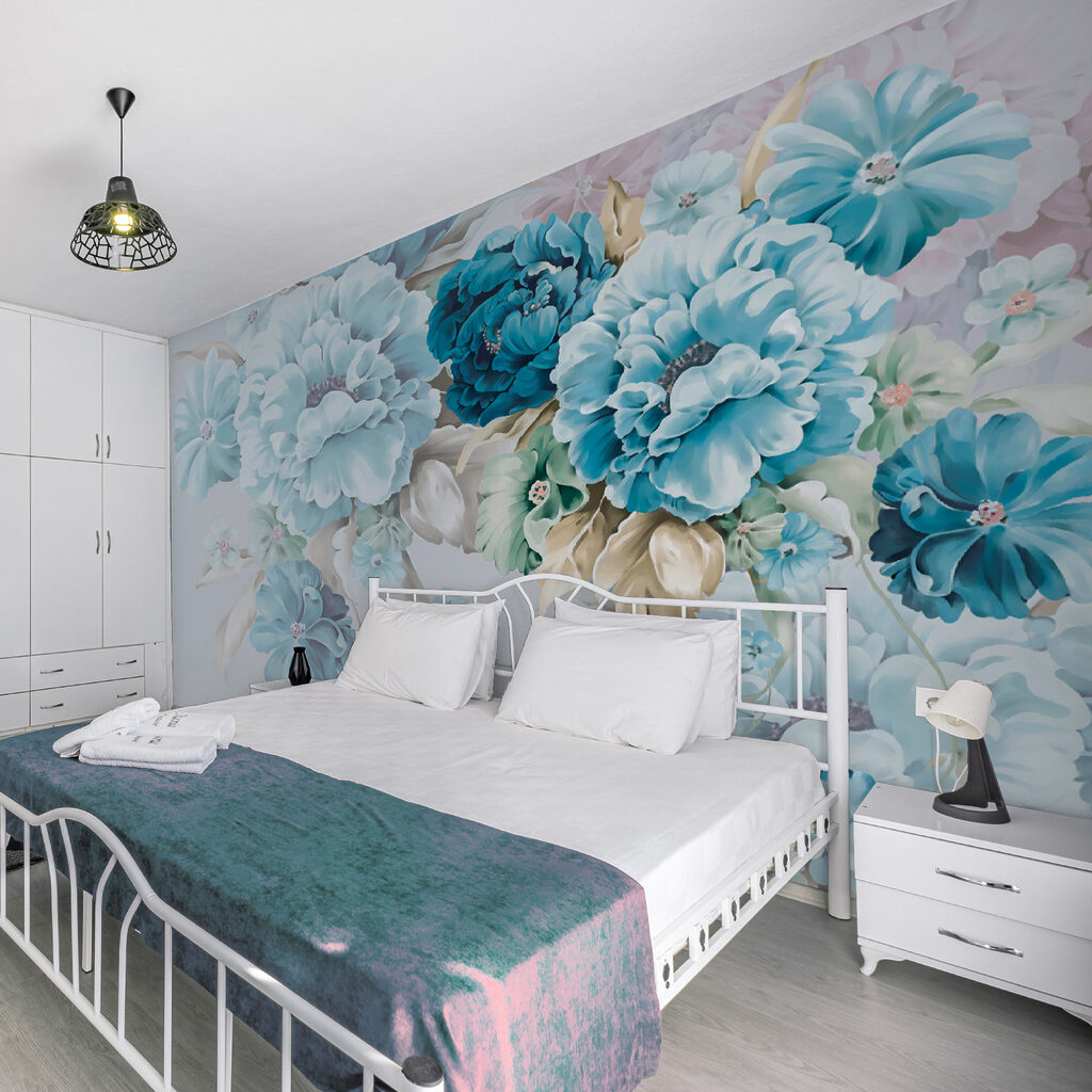 Blue flowers cascading down — interior 4