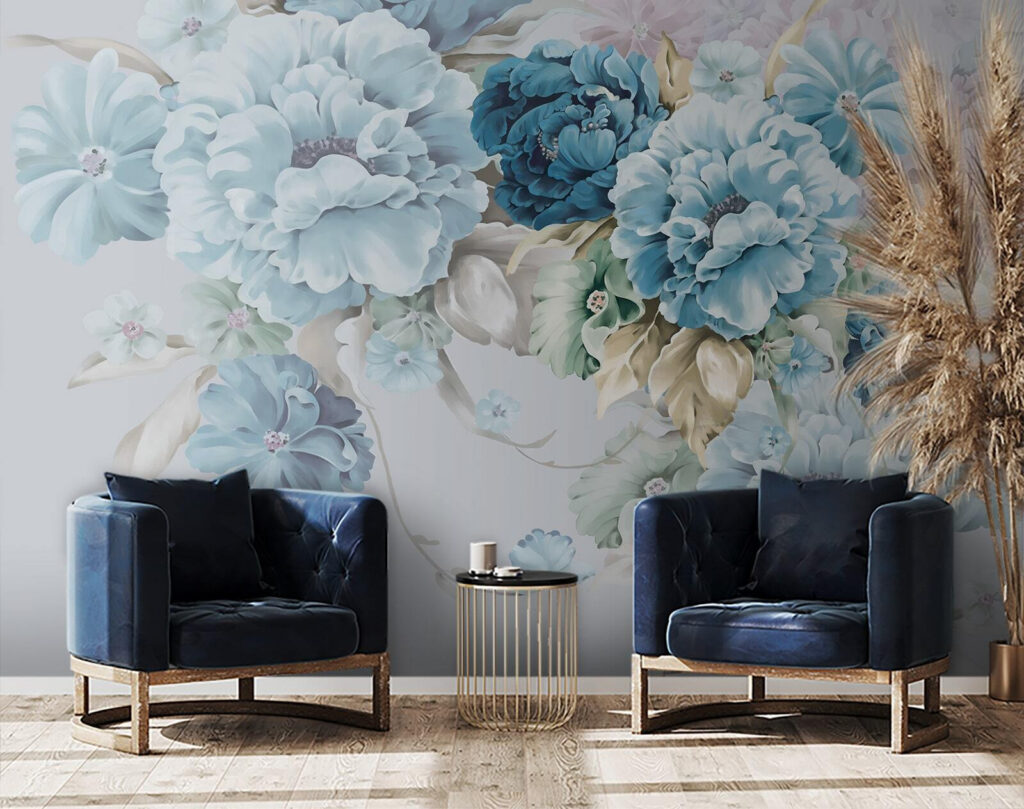 Blue flowers cascading down — interior 3