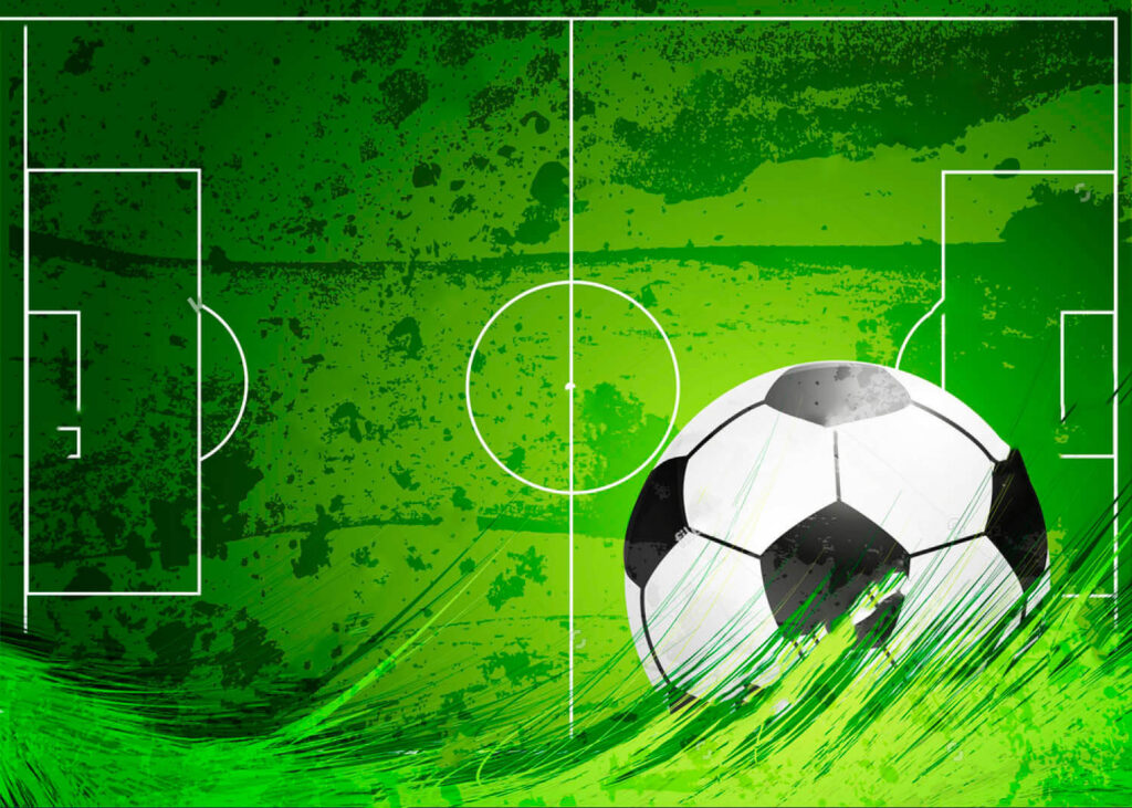 Football on a pitch — full design
