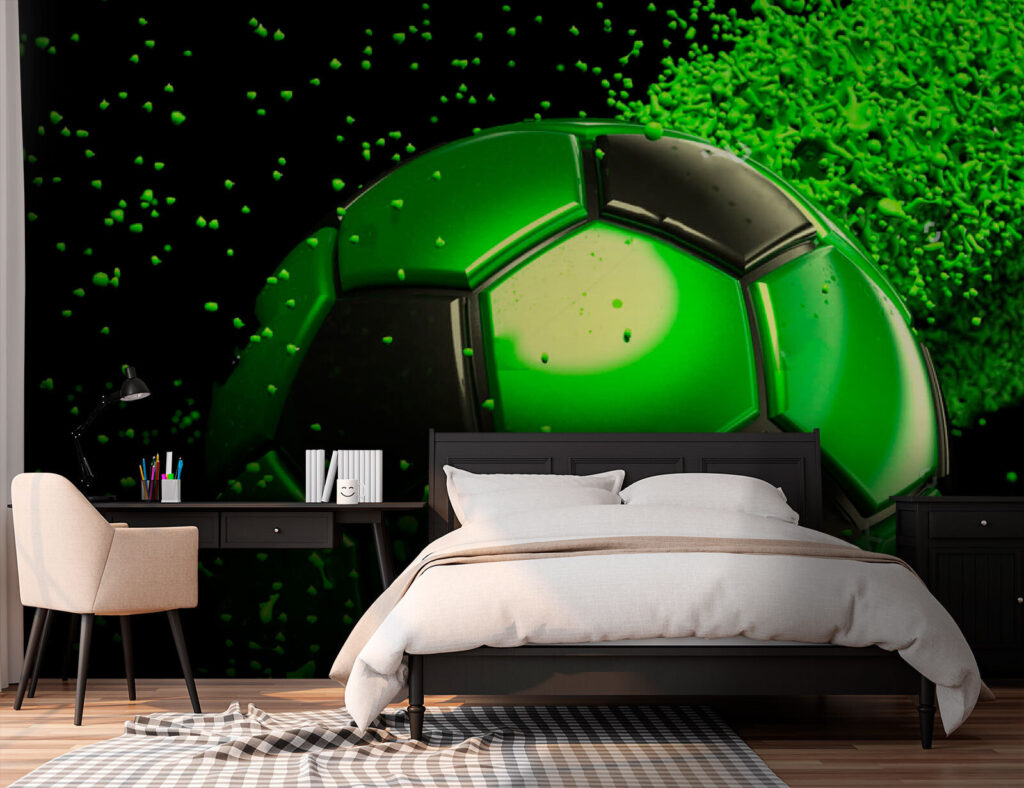 Green football and splatters — interior 2