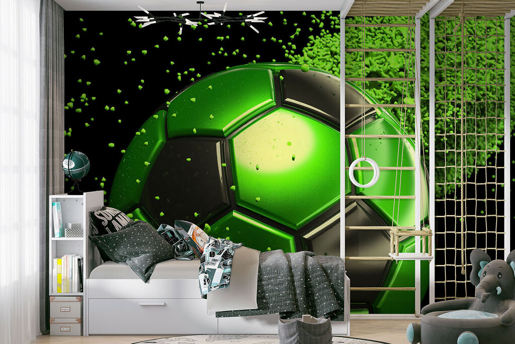 Green football and splatters — interior 4
