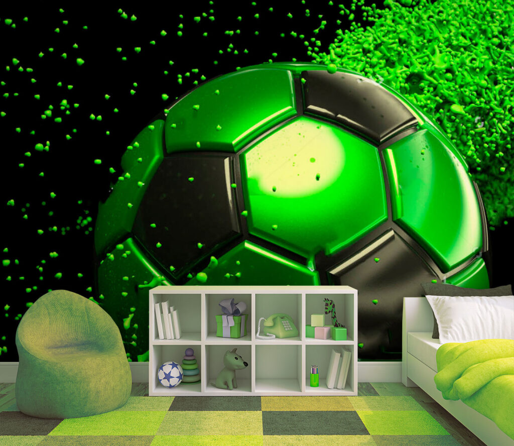 Green football and splatters — interior 3
