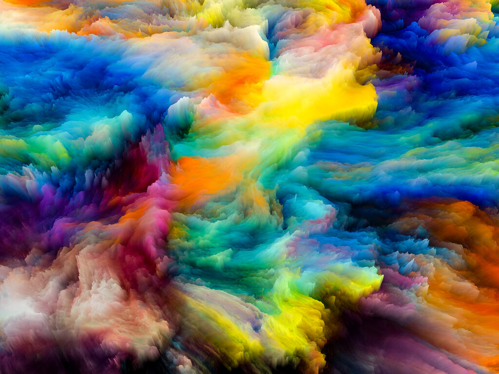 Swirling colour clouds — full design