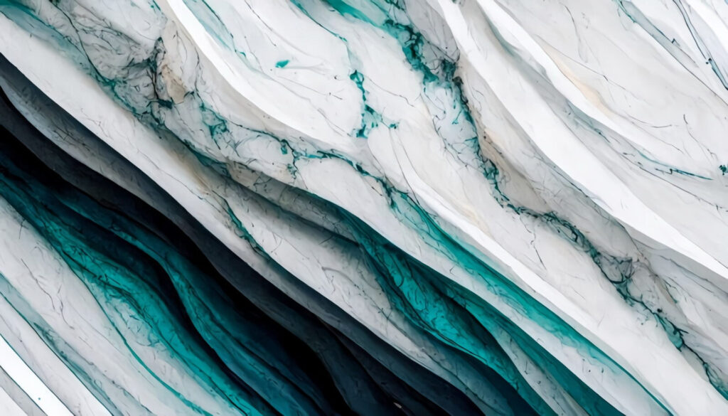 Turquoise veins run diagonally — full design