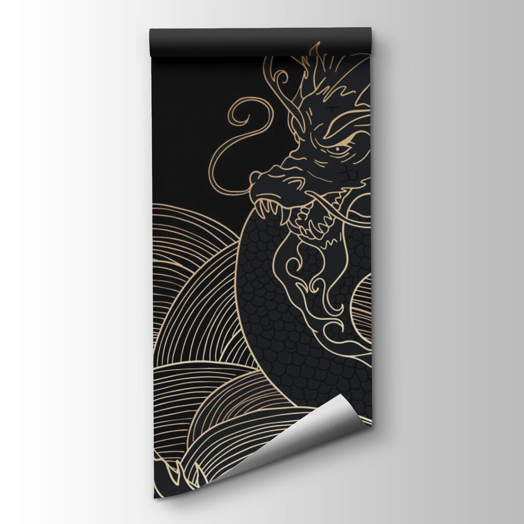 Dragon in gold lines — product view