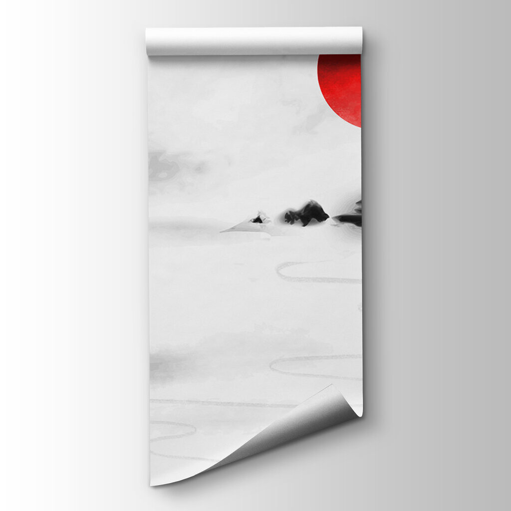 Sailboat under red sun — product view
