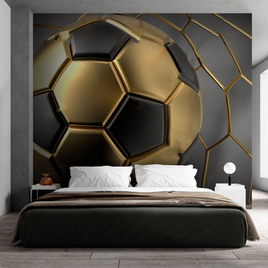 Golden football and hexagons — interior 1