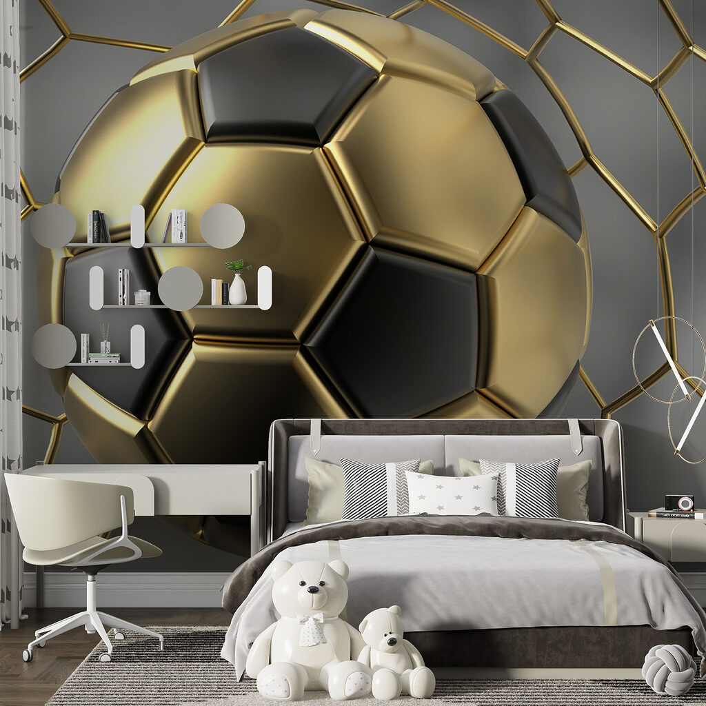 Golden football and hexagons — interior 5