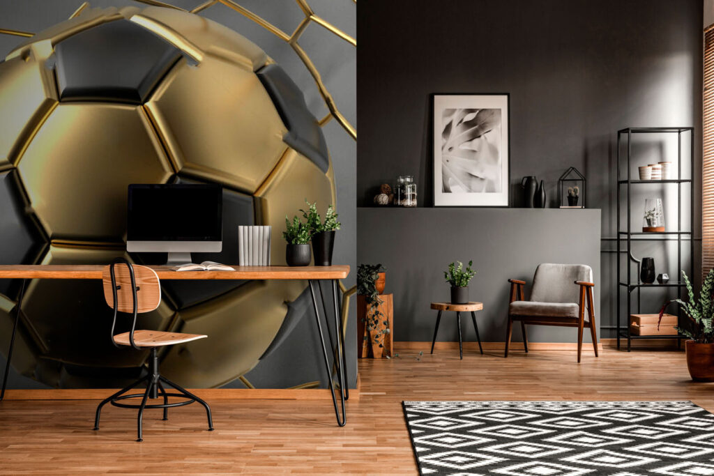 Golden football and hexagons — interior 3