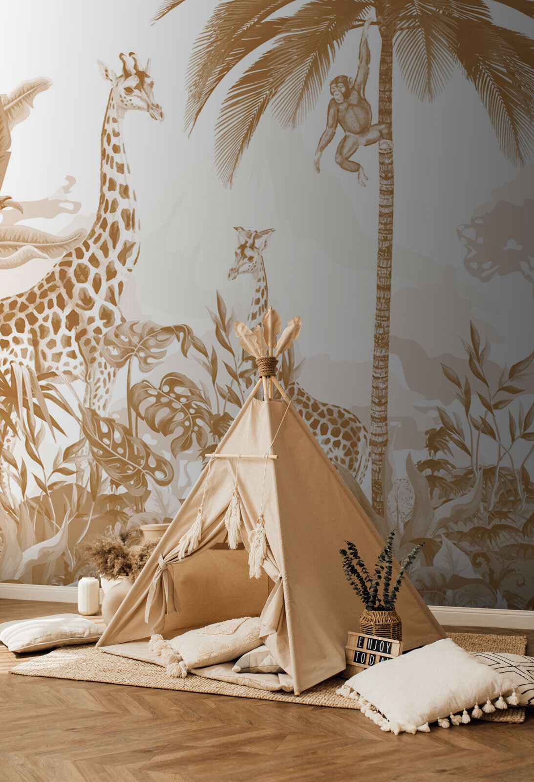 Leopards Among Palms in an interior