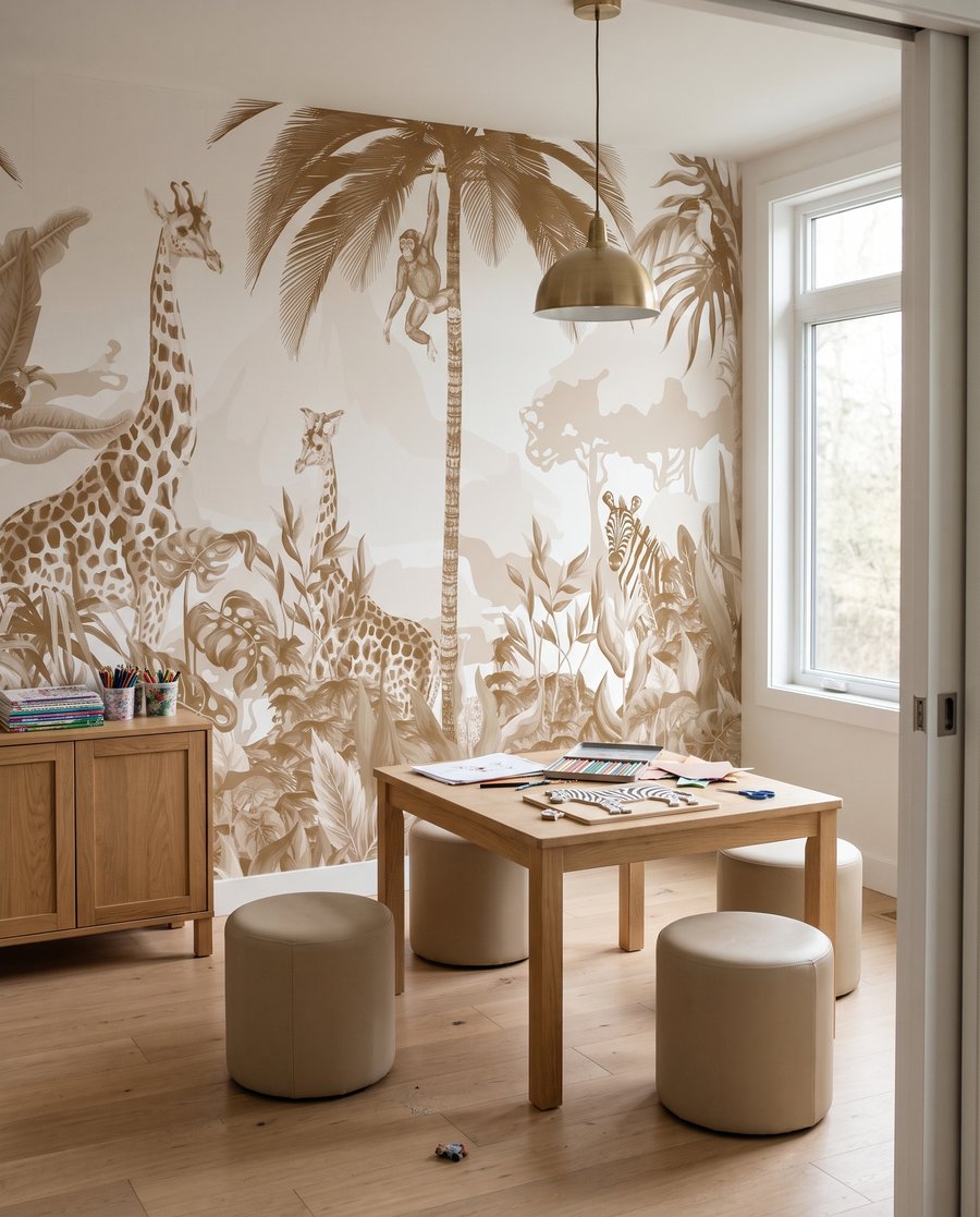 Leopards Among Palms in an interior