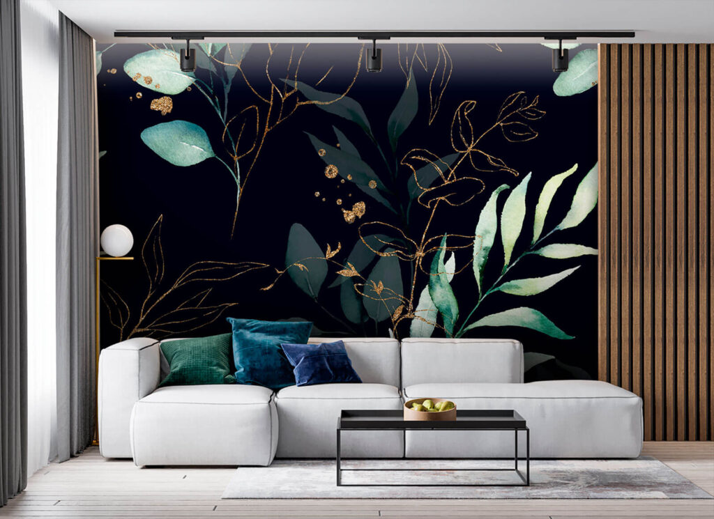 Leafy twigs against dark — interior 2