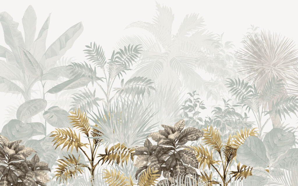 Ferns above pale palms — full design