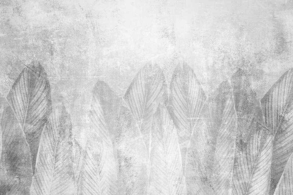 Large leaves on grey — full design