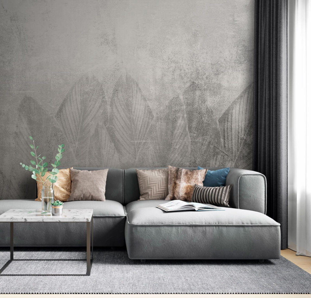 Large leaves on grey — interior 2