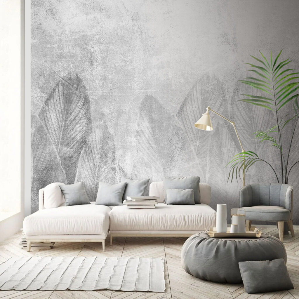 Large leaves on grey — interior 3