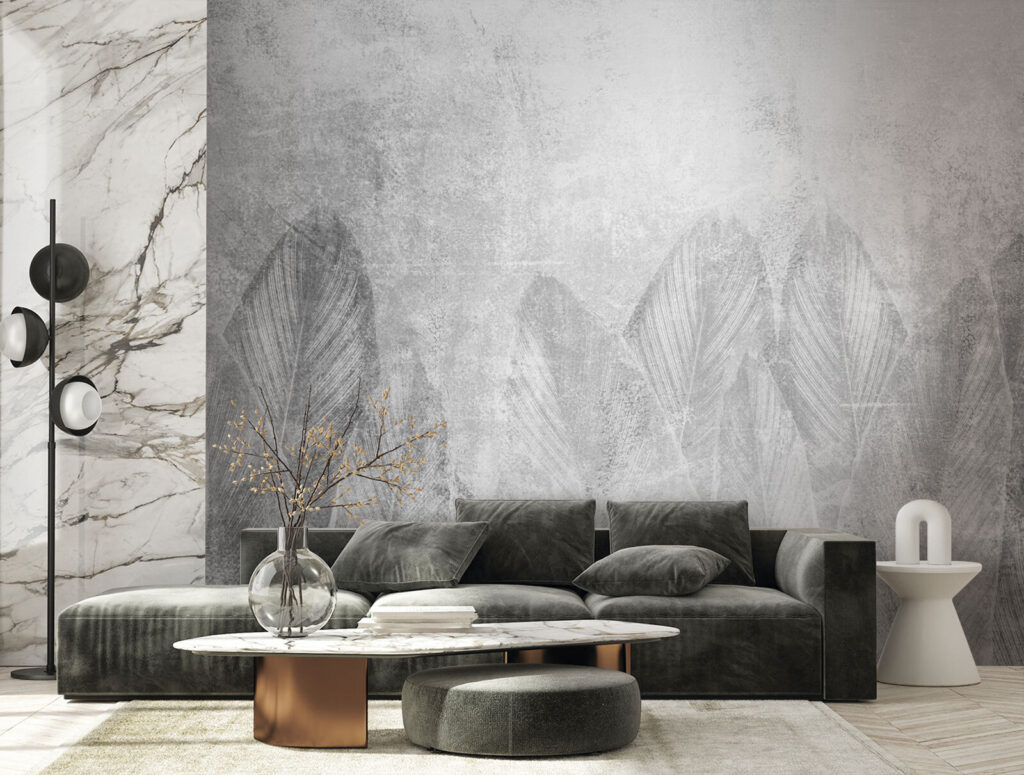 Large leaves on grey — interior 4