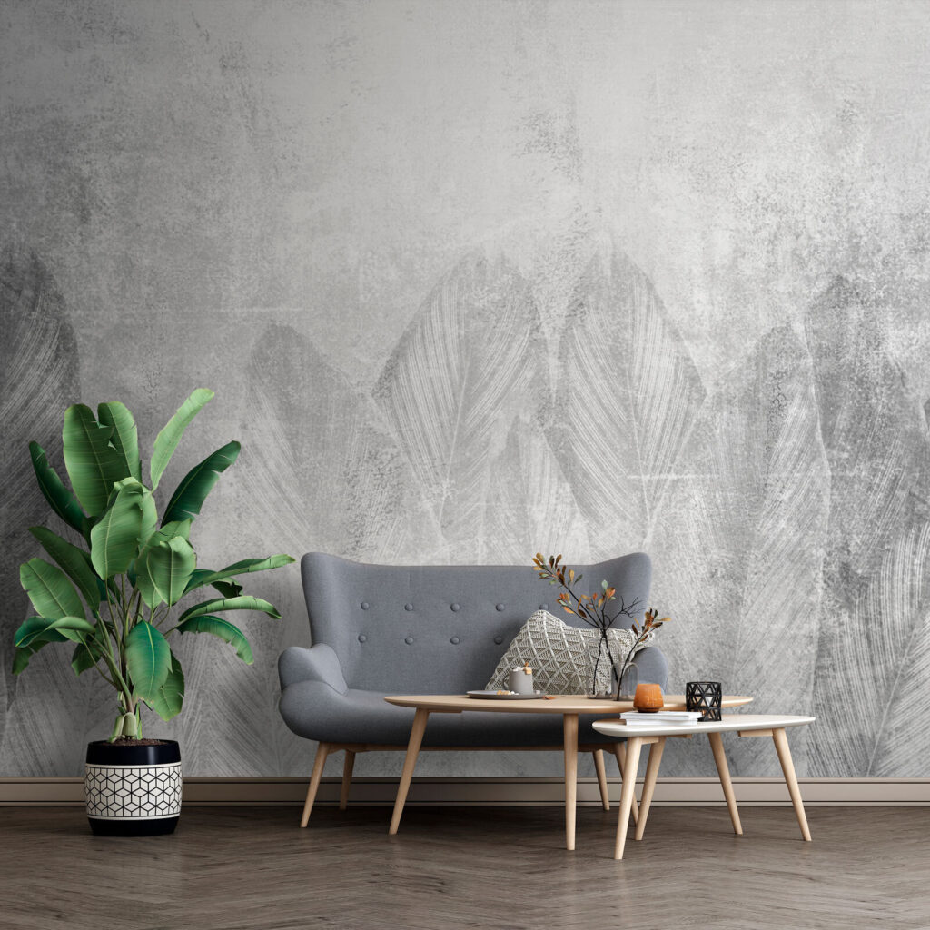 Large leaves on grey — interior 5