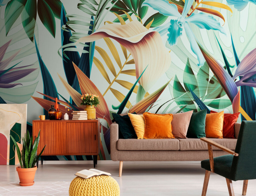 Paradise flowers, blue leaves — interior 2