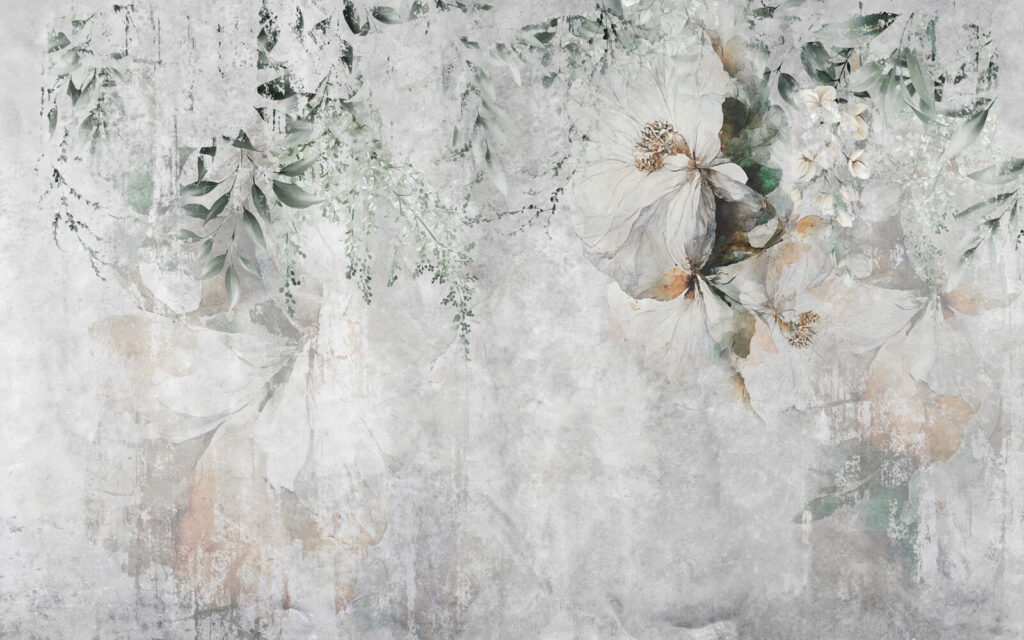 Flowers fade into paint — full design