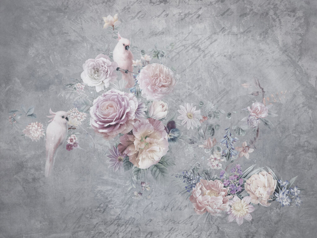 Cockatoos among roses — full design