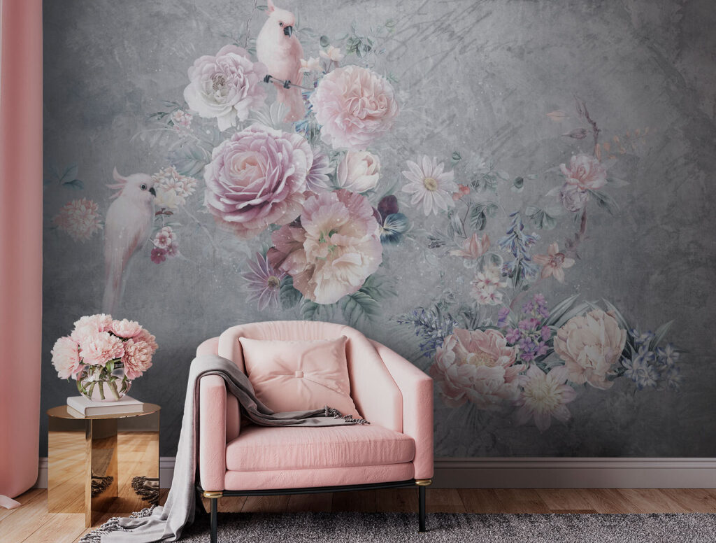 Cockatoos among roses — interior 1