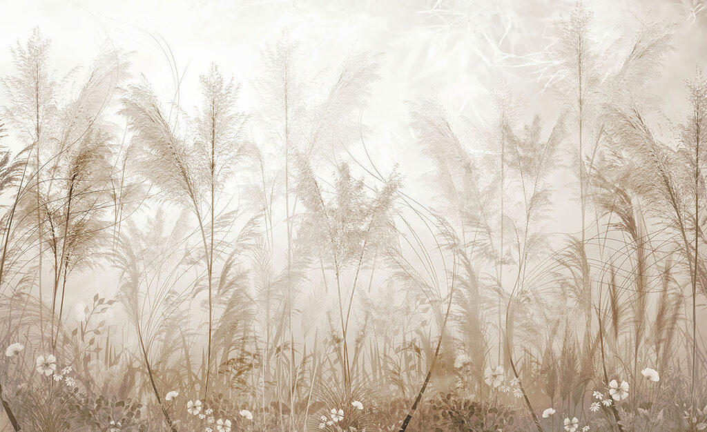 Plume grass in mist — full design