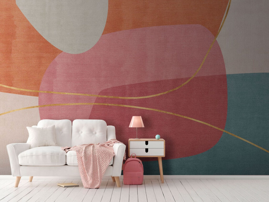 Pastel shapes with gold — interior 1