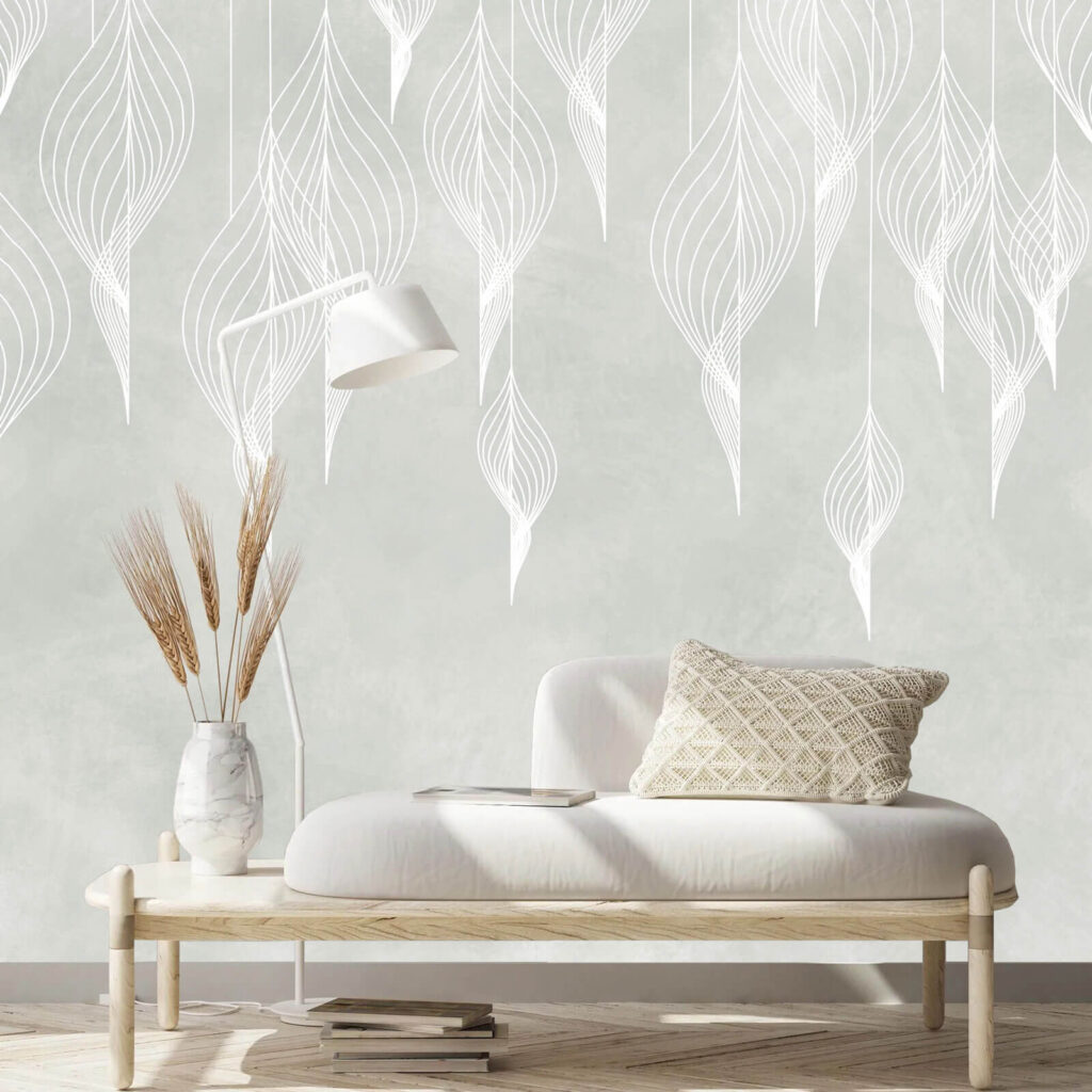Hanging white leaf outlines — interior 2