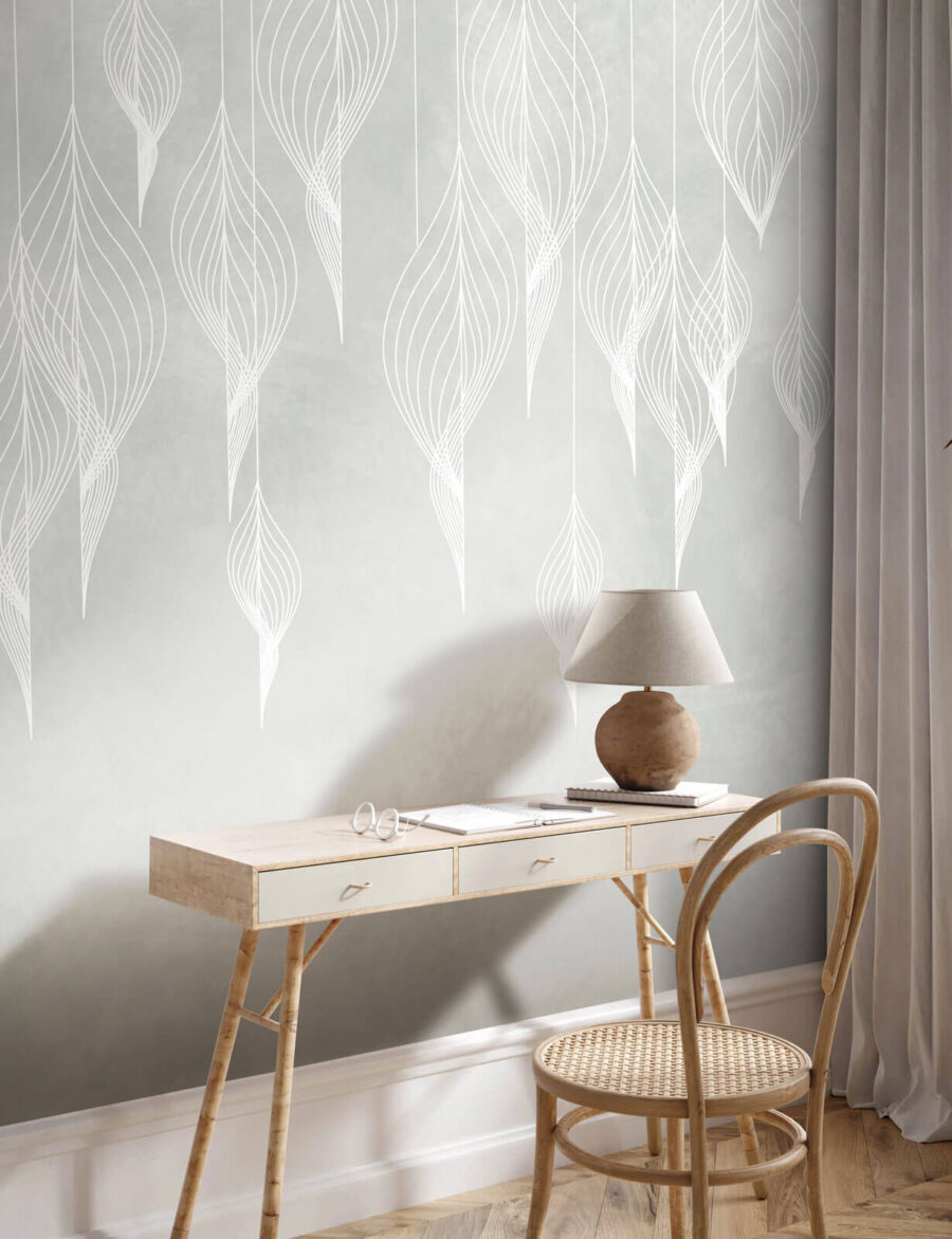 Hanging white leaf outlines — interior 3
