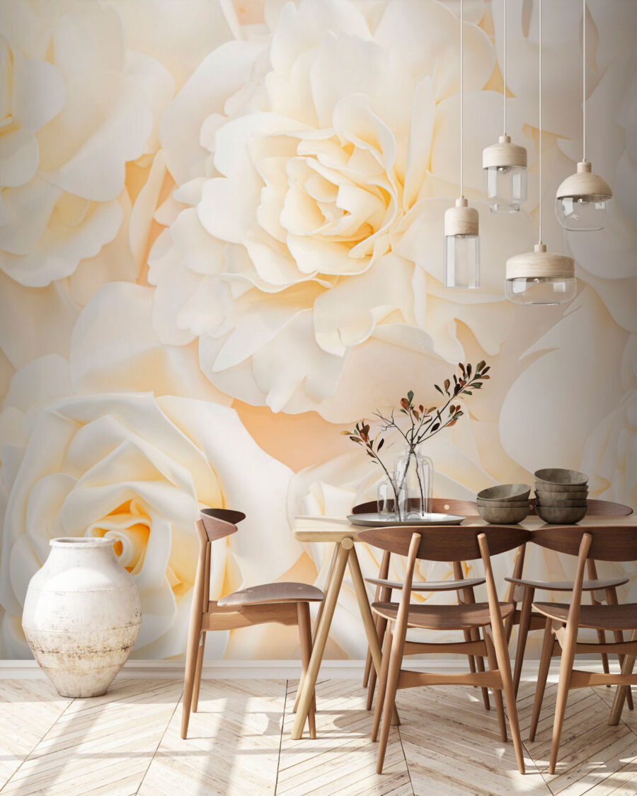 Cream-white roses up close — interior 3