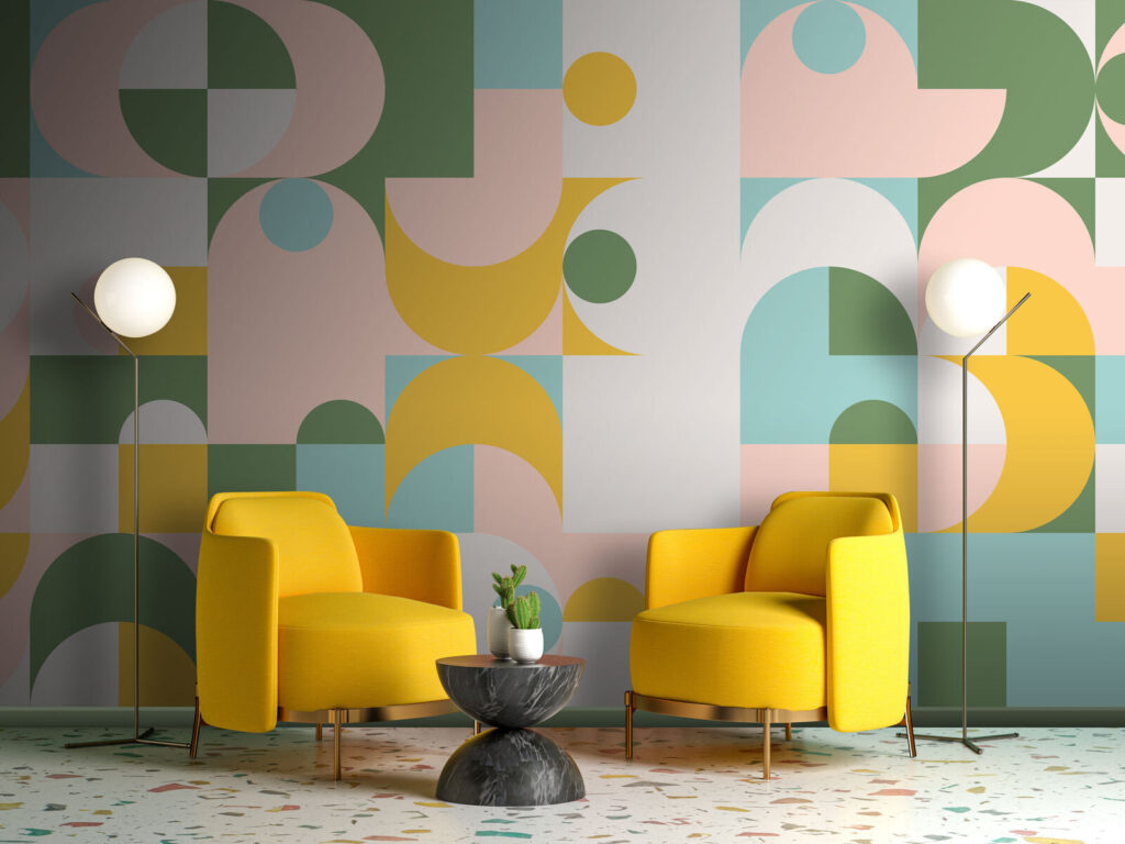 Pastel geometric shapes — interior 1