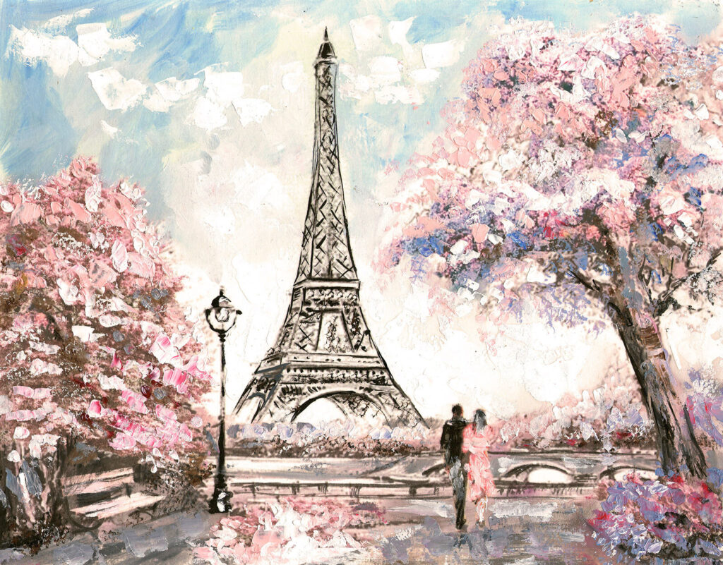Eiffel tower in blossom — full design