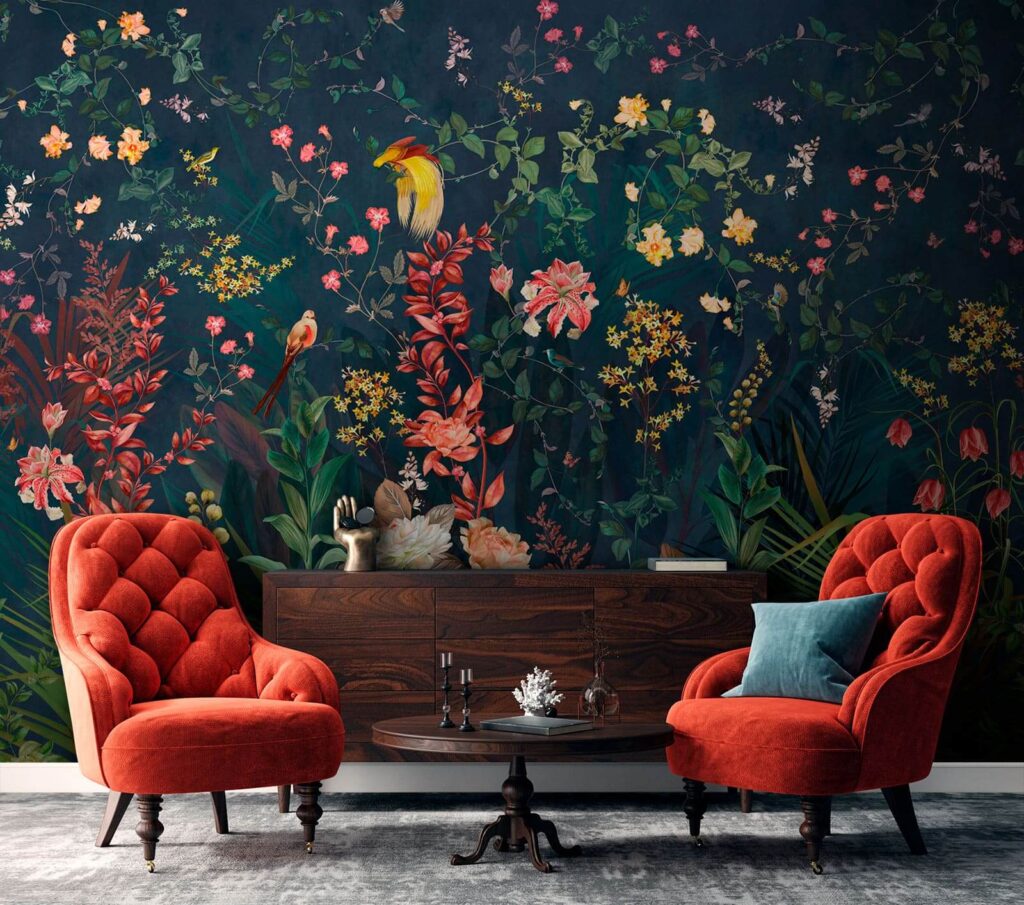 Garden Birds at Night in an interior