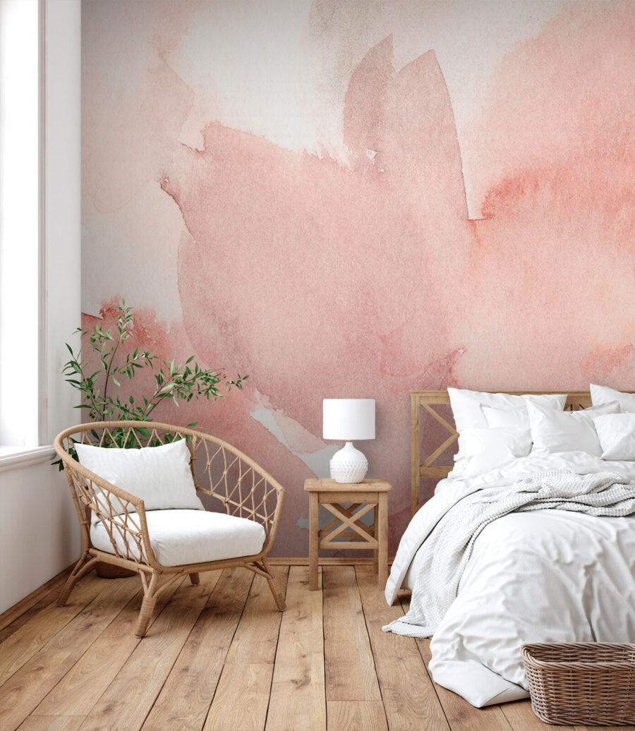 Pink watercolour leaves — interior 2