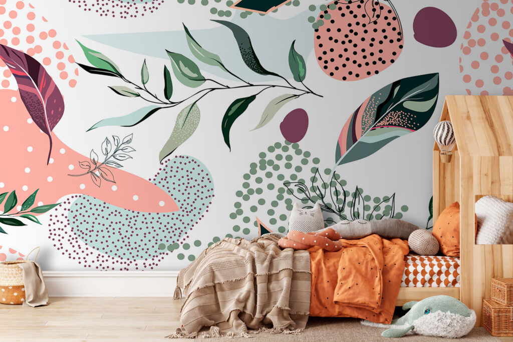 Leaves among playful dots — interior 2