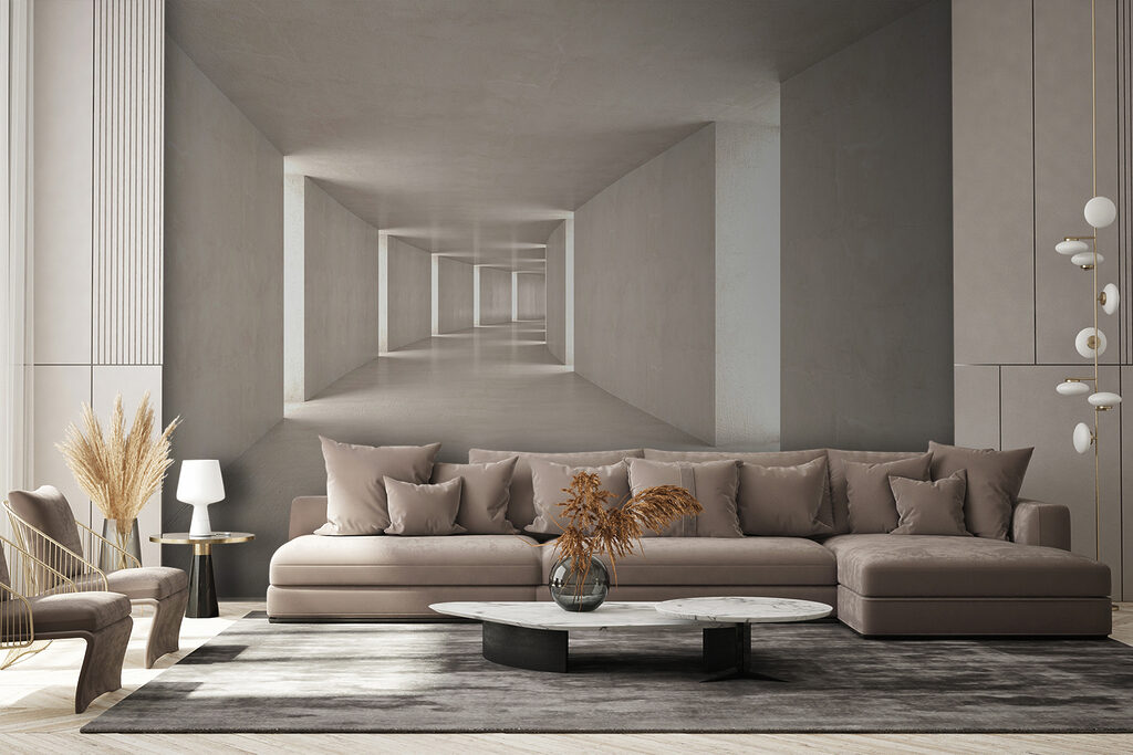 Grey corridor with niches — interior 4