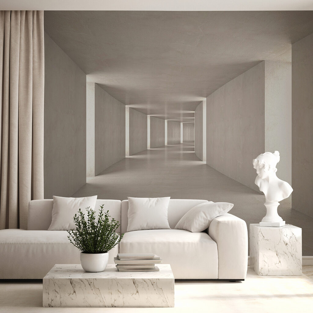 Grey corridor with niches — interior 5