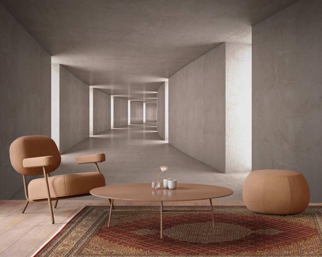 Grey corridor with niches — interior 1